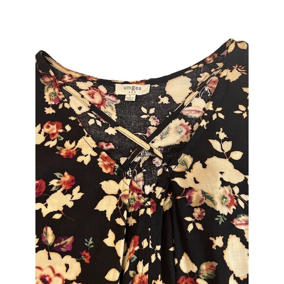 Umgee Women's‎ Floral Bell Sleeve Dress L  Black & Beige - Picture 4 of 8